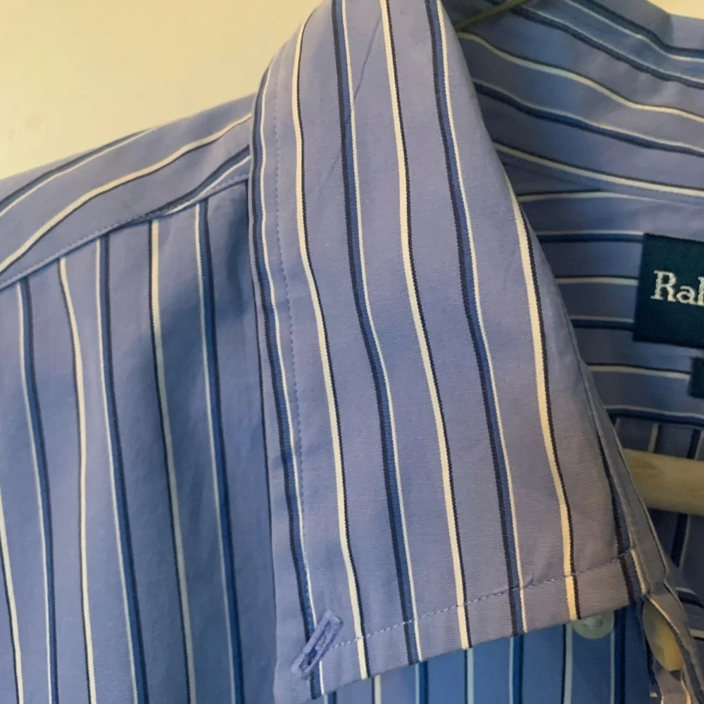 Ralph Lauren Blue and White Striped Dress Shirt